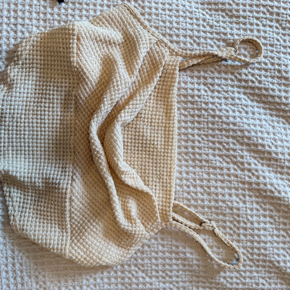 Cream Waffle Knit Tank Top